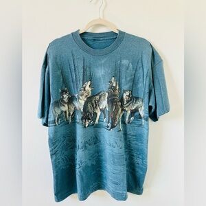 Wolf print T-shirt unbranded